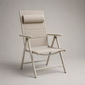 Klappbarer Gartenstuhl aus Aluminium und Textilene mit verstellbarer Rückenlehne, Beige/Cremeweiß, 59 × 68 × 110 cm