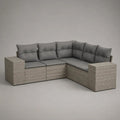 Gartensofa Ecksofa 6-Sitzer aus PE-Rattan und Stahl, L-Form, Grau/Anthrazit, 240 × 180 × 85 cm