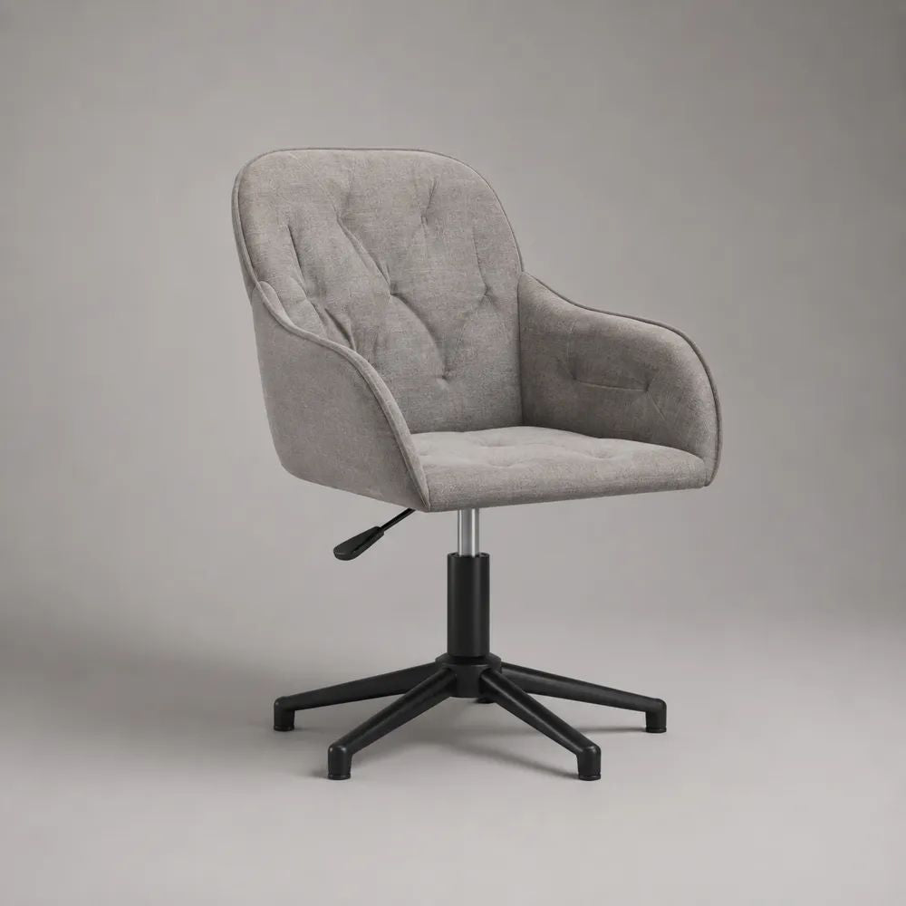 Bürostuhl Drehstuhl mit Armlehnen aus Polyester und Stahl, höhenverstellbar, Grau/Schwarz, 62 × 63 × 82–92 cm
