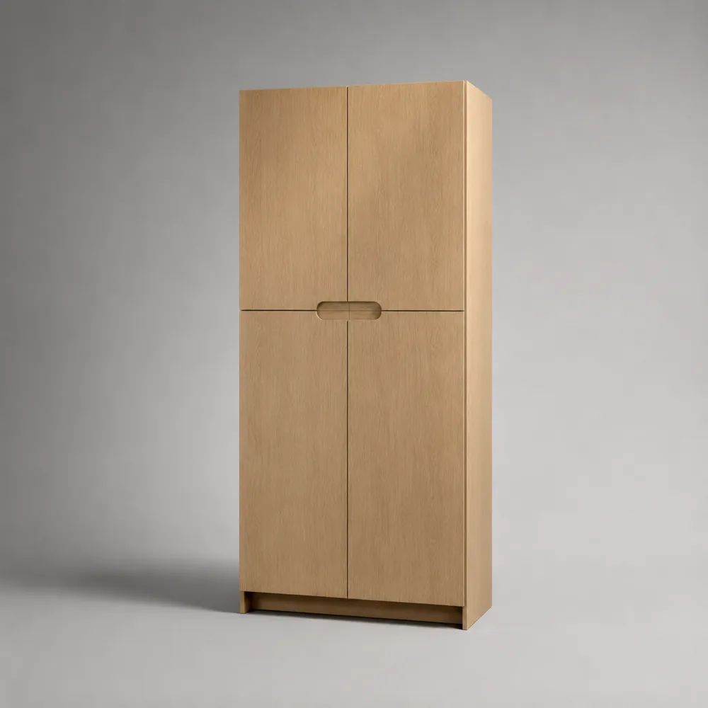 Aktenschrank Büroschrank aus melaminbeschichteter Spanplatte mit 4 Türen, Eiche Natur, 80 × 40 × 180 cm