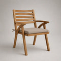 Gartenstuhl mit Armlehnen aus massivem Teakholz und Sitzkissen, Naturbraun/Beige, 64 x 65 x 88 cm