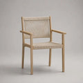 Gartenstuhl mit Armlehnen aus Massivholz und Polypropylen-Seilgeflecht, Natur/Beige, 58 × 60 × 82 cm