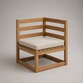 Garten-Ecksofamodul aus massivem Akazienholz mit Sitzkissen, Naturbraun/Beige, 70 × 70 × 85 cm