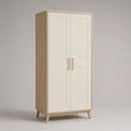 Zweitüriger Kleiderschrank aus MDF und Spanplatte, Cremeweiß/Natur, 90 × 190 × 55 cm
