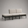 3-teiliges Gartensofa-Set aus Aluminium und Polypropylen-Seilgeflecht, Anthrazit/Cremeweiß, 210 × 75 × 78 cm