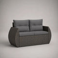 Gartensofa, 2-Sitzer aus PE-Polyrattan und Metall mit Polstern, Anthrazit/Dunkelgrau, 154 × 82 × 89 cm