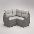 2-teiliges Garten-Ecksofa aus PE-Rattan und Stahl mit Polsterauflagen, L-Form, Grau/Hellgrau, 150 × 150 × 74 cm